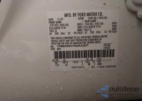 2022 Ford Explorer Xlt from USA, damaged, VIN 1FMSK8DH7NGA23027